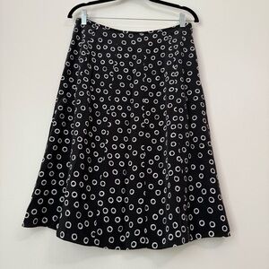 Pendleton 100% Silk Skirt Black White Polka Dot Circle, Below the knee, size 10